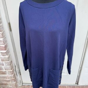 Soft Surroundings, Navy, Long Sleeve, Tunic with Pocket Details, Size Medium
